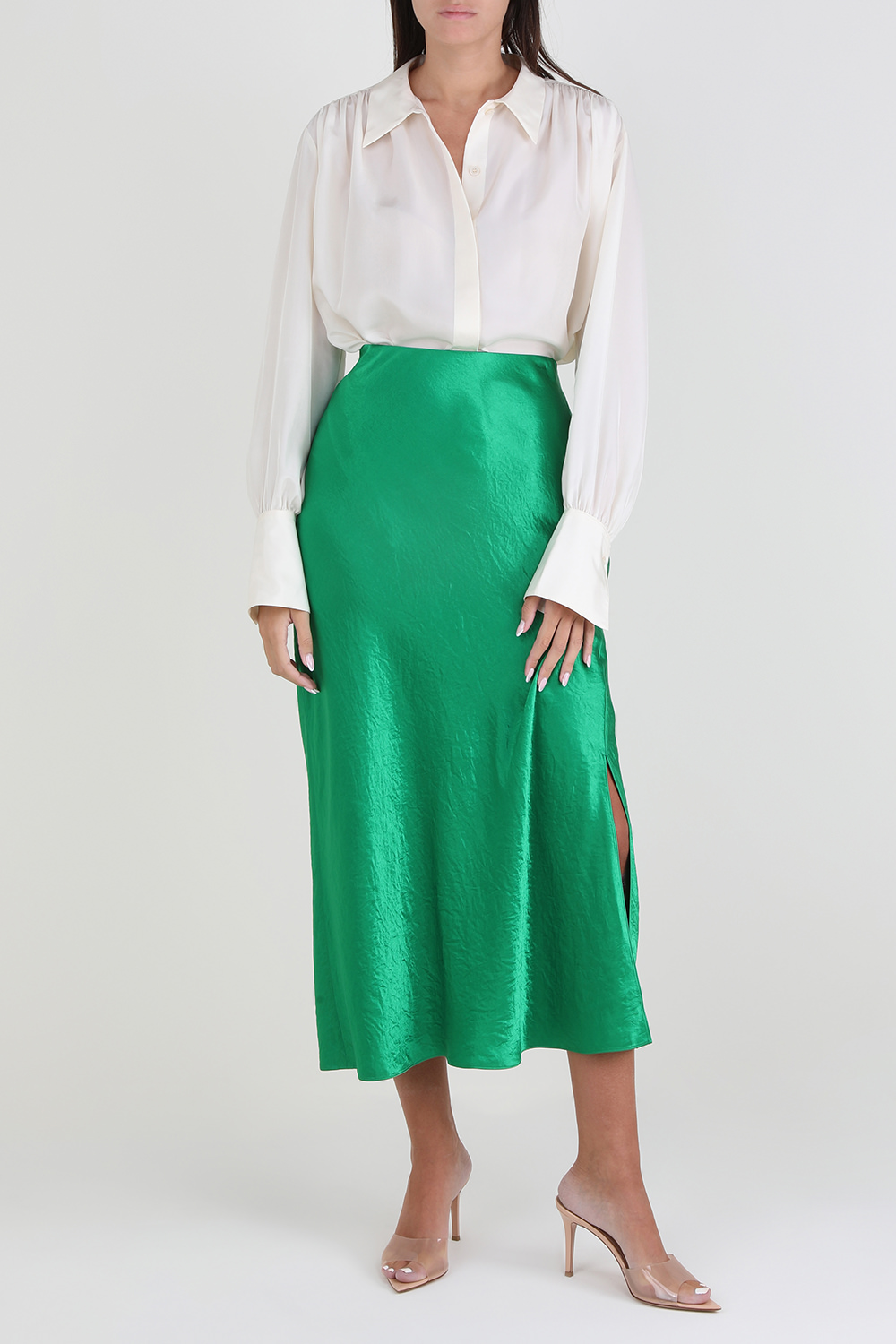 חצאית סליפ מידי מסאטן עם שסע